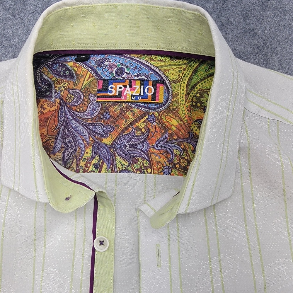 Spazio Slim Fit Short Sleeve  Paisley Button Down Shirt M